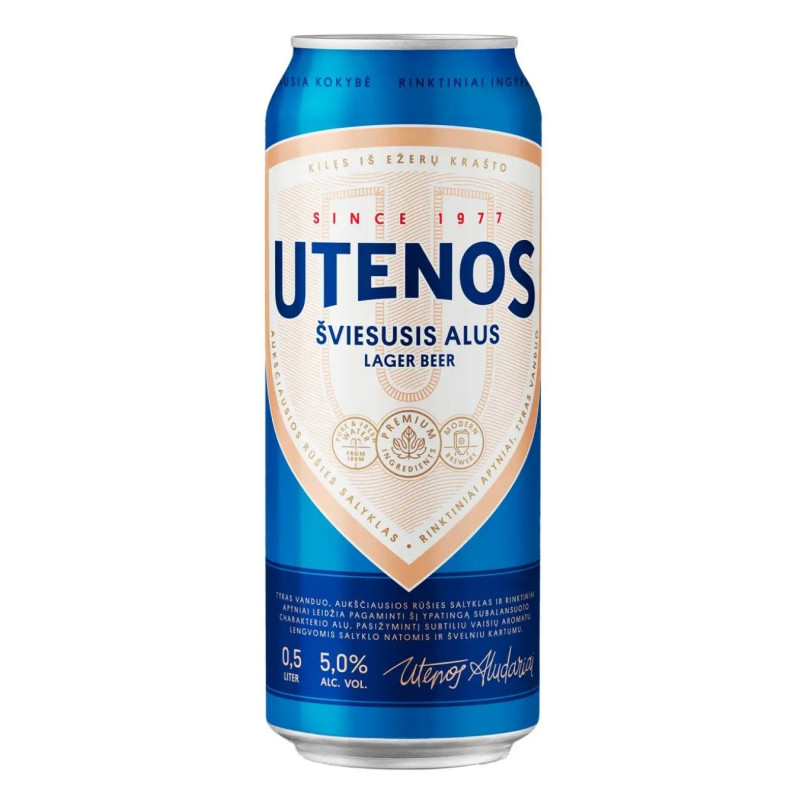 Alus Utenos šviesusis (5%), 500 ml