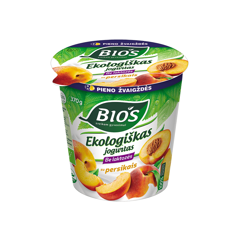 Ekologiškas jogurtas BIOS su persikais 3.1%, 370 g