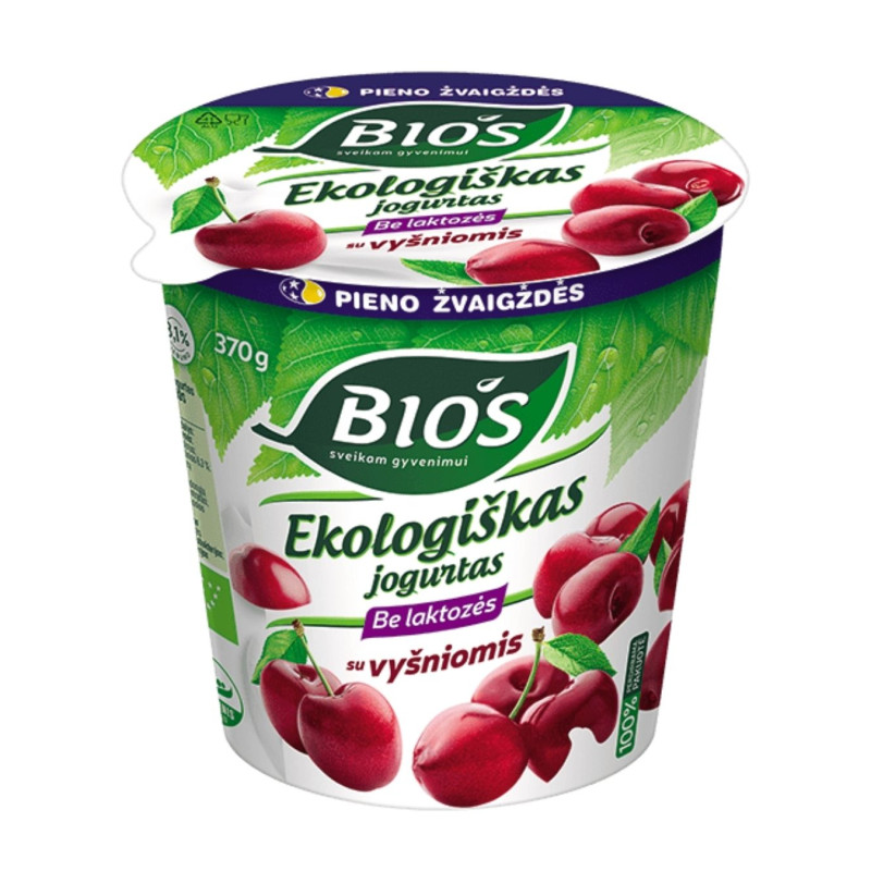 Ekologiškas jogurtas BIOS su vyšniomis 3.1%, 370 g