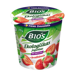 Ekologiškas jogurtas BIOS su braškėmis 3.1%, 370 g