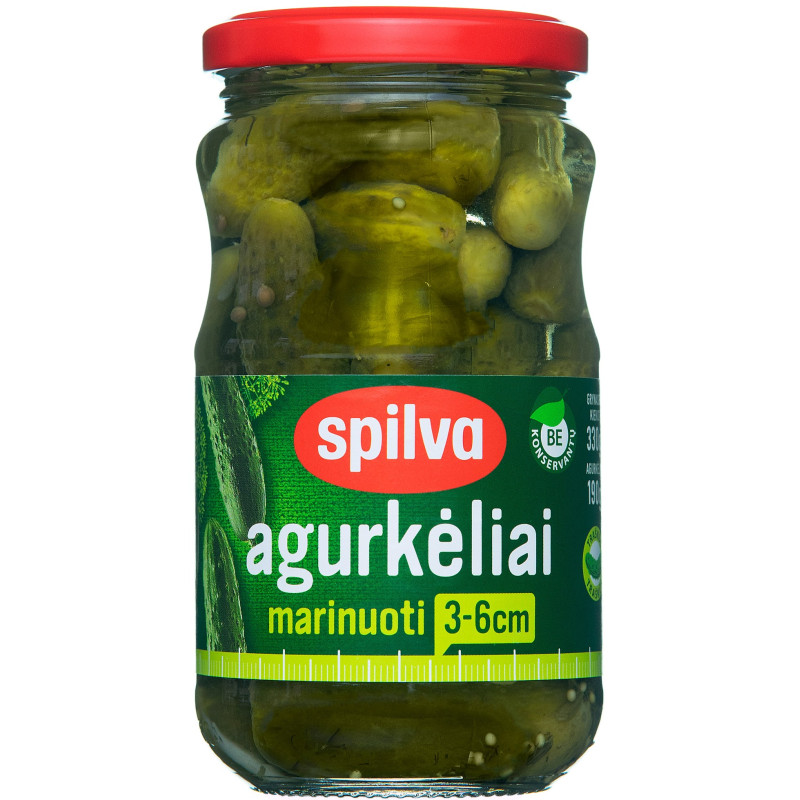 Marinuoti agurkėliai Spilva 330g/190g