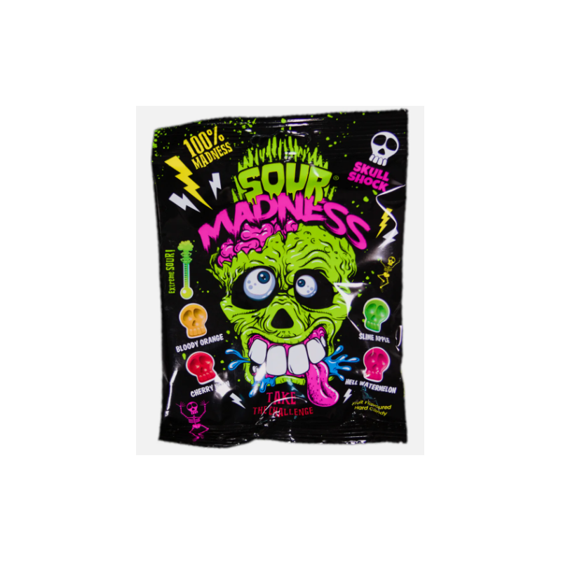 Karamelė "Sour Madness"vaisių skonio, rūgštūs 60g