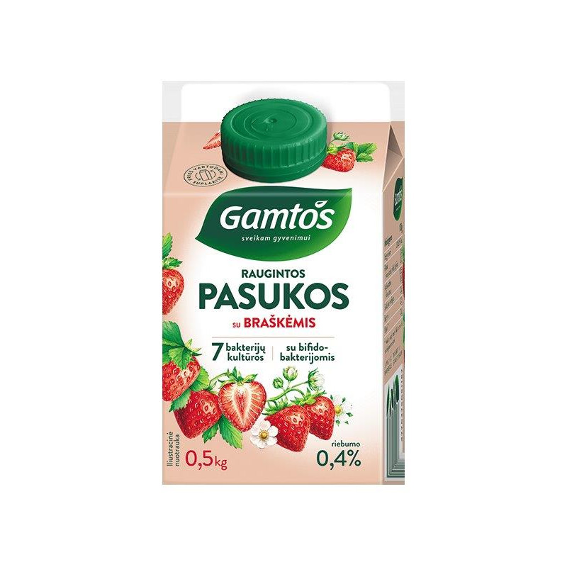 Raugintos pasukos  Gamtos  0,5kg 0.3% su braškėmis