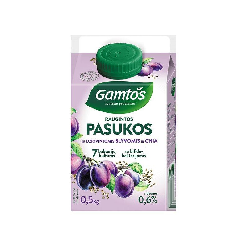 Raugintos pasukos  Gamtos  su džiovintomis slyvomis ir sėlenimis 0.5kg 0.3%