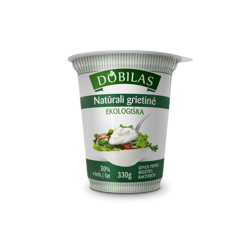 Ekologiška natūrali grietinė DOBILAS 30% 330 g