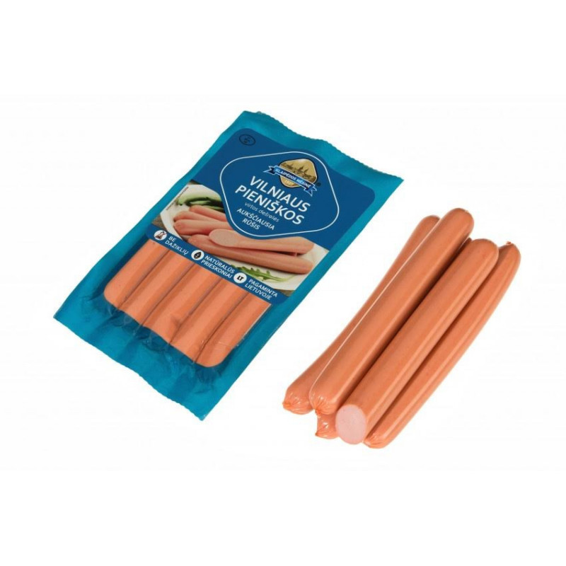 Virtos Vilniaus pieniškos dešrelės 520g  Klaipėdos mėsinė