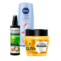 Plaukų balzamai, kaukės ir kitos priemonės